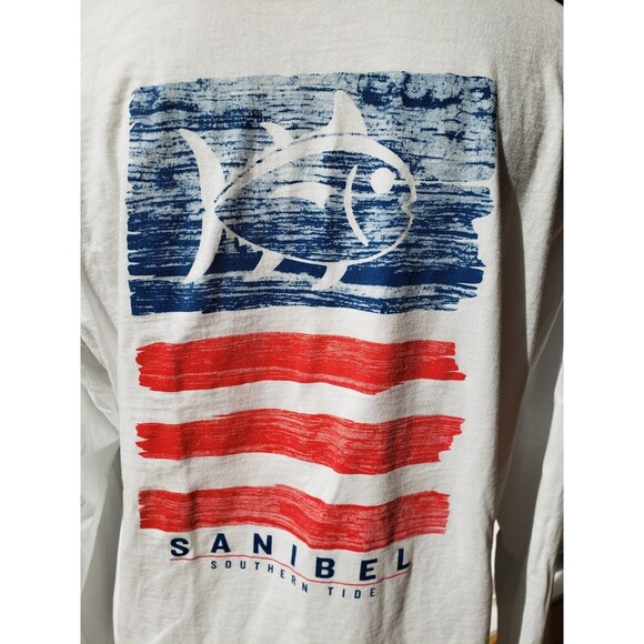 Southern Tide Tops - Southern Tide Sanibel White Long Sleeve Beach Women TShirt Sz Large 100% Cotton